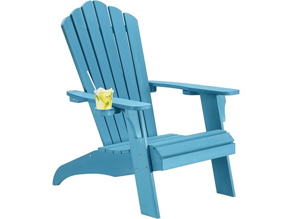 QOMOTOP Oversized Poly Lumber Adirondack Chair Cup Holder AC01 - Blue