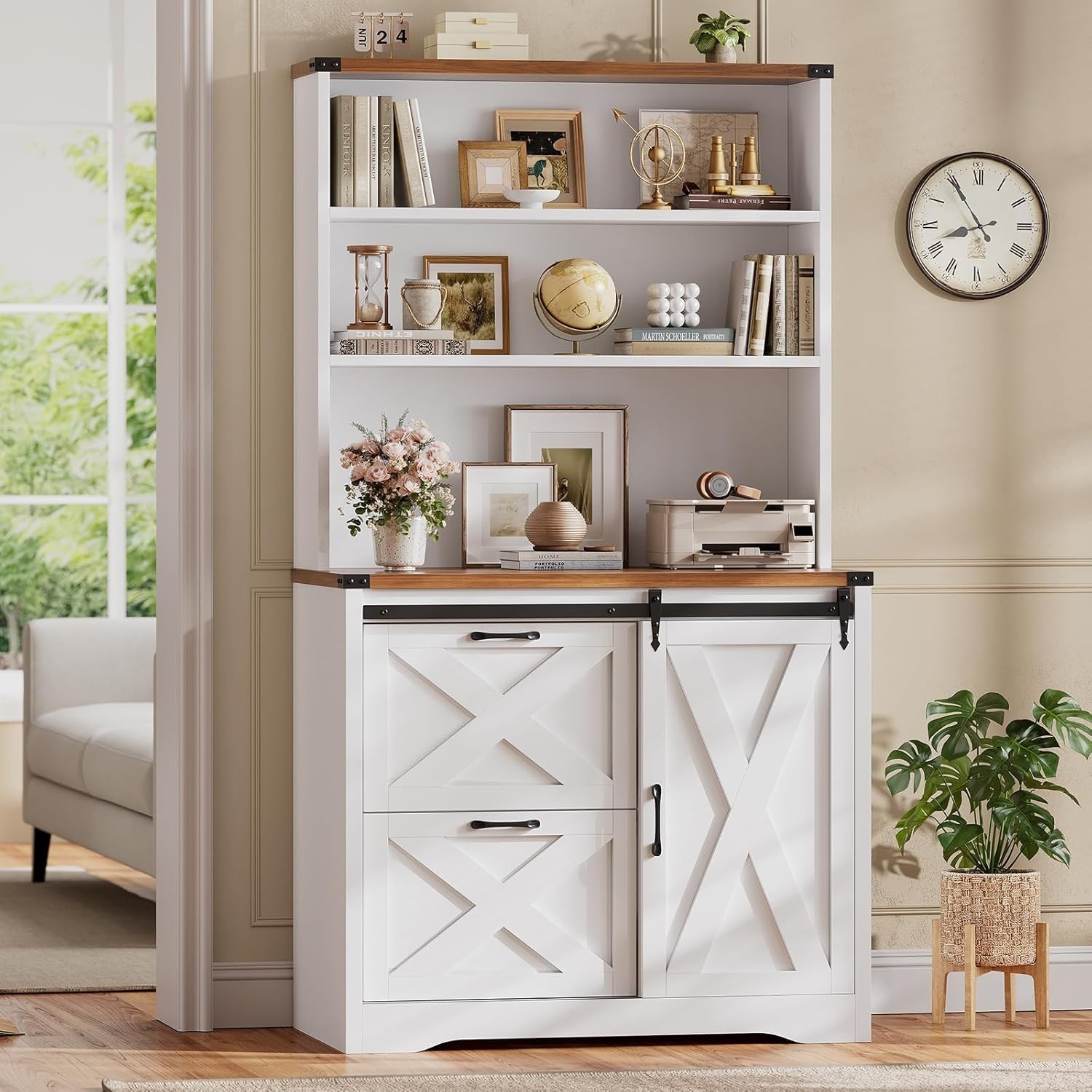 2 Drawer File Cabinet, Farmhouse Filing Cabinet fits Legal/Letter/A4 File