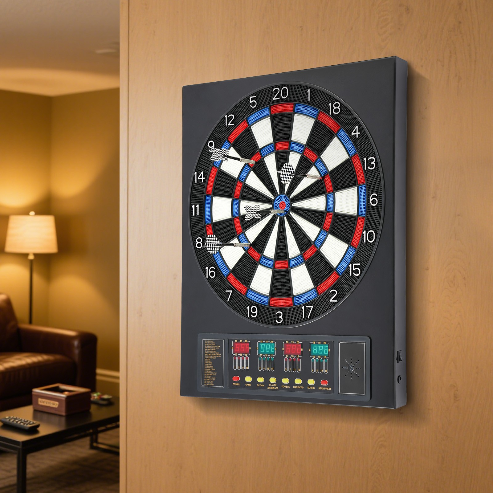 Electronic Scoring Dartboard with 12pcs Soft Darts Set Automatic Scoring Black