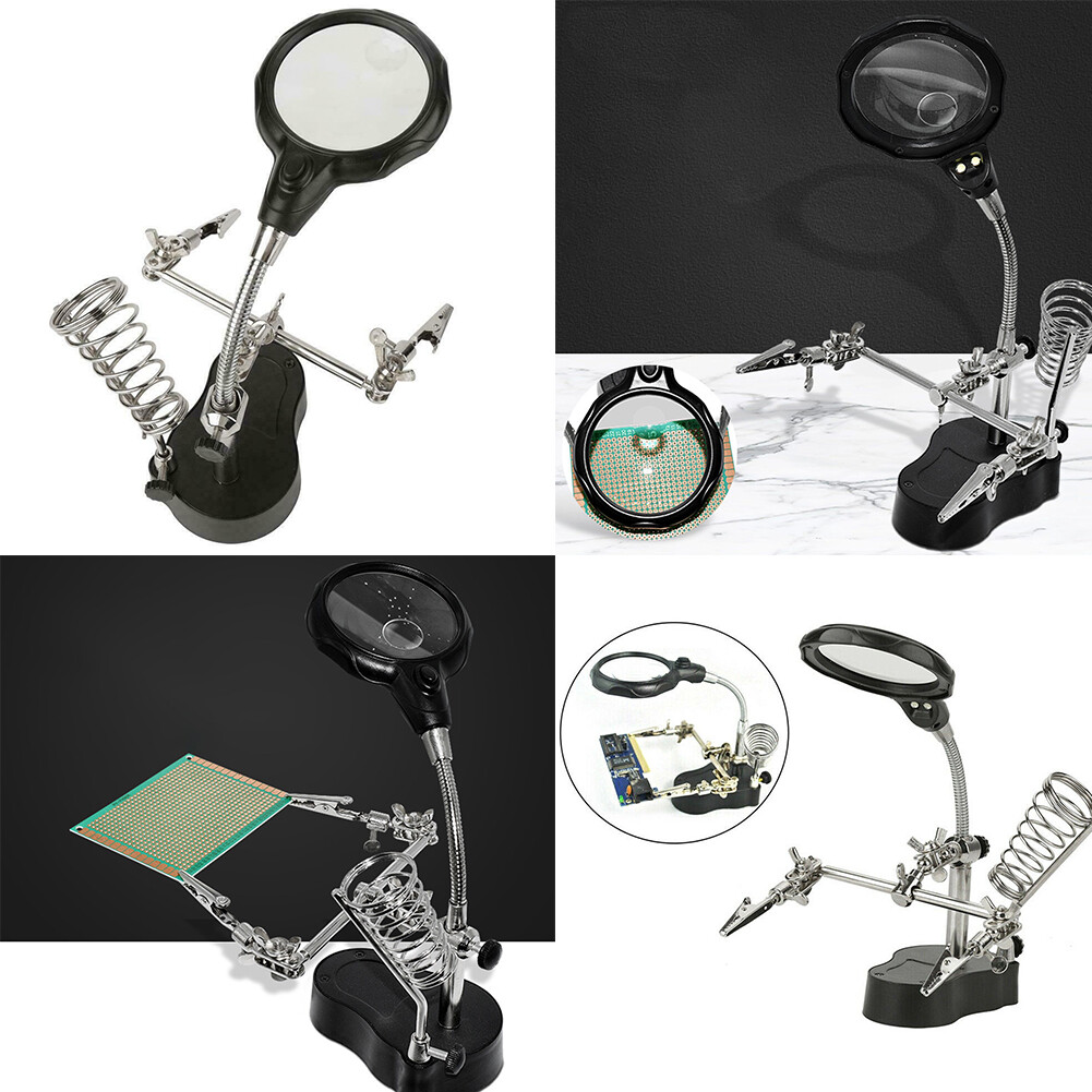 US 1 Pc Helping Hand Magnifier Work Station Soldering Solder Iron Stand Holder