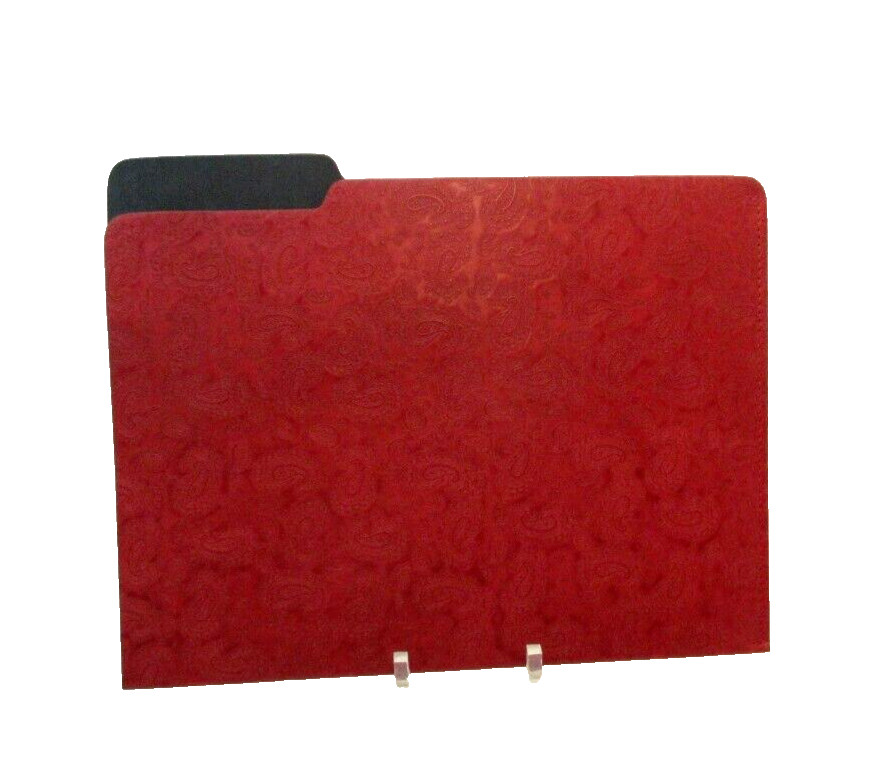 File Folder Leather Paisley Embossed Print Graphic Image Made in America Red