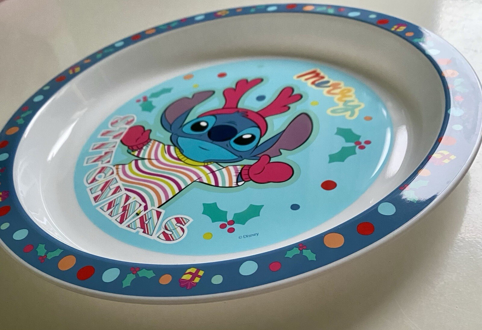 Disney Stitch Merry StitchMas Plastic Christmas Plate