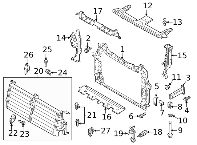 Genuine Audi Radiator Support Baffle 4M0-121-284-DM
