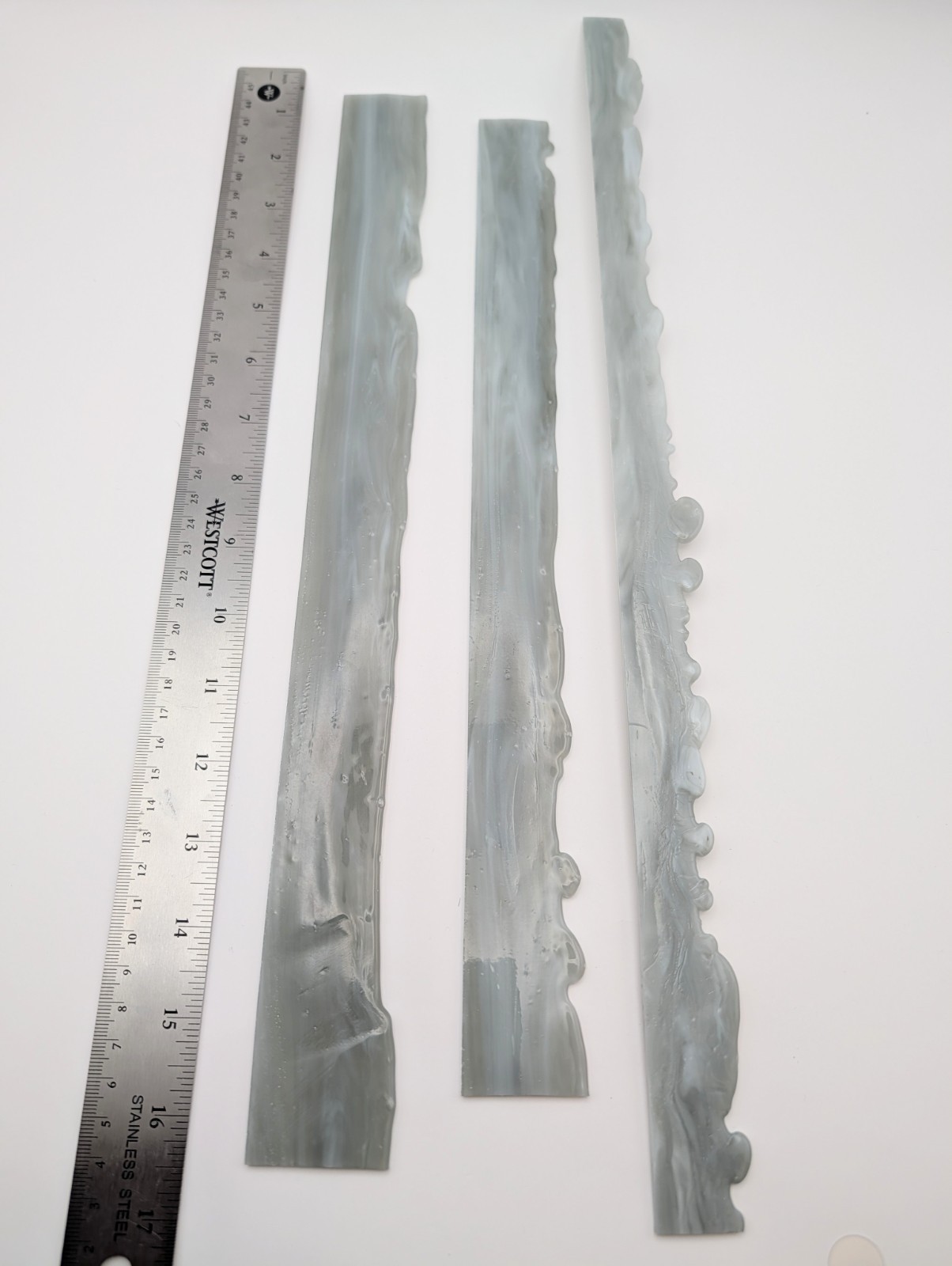 Stained Glass Live Edge Cuts - Grey/White Swirl - 3 Large Pieces