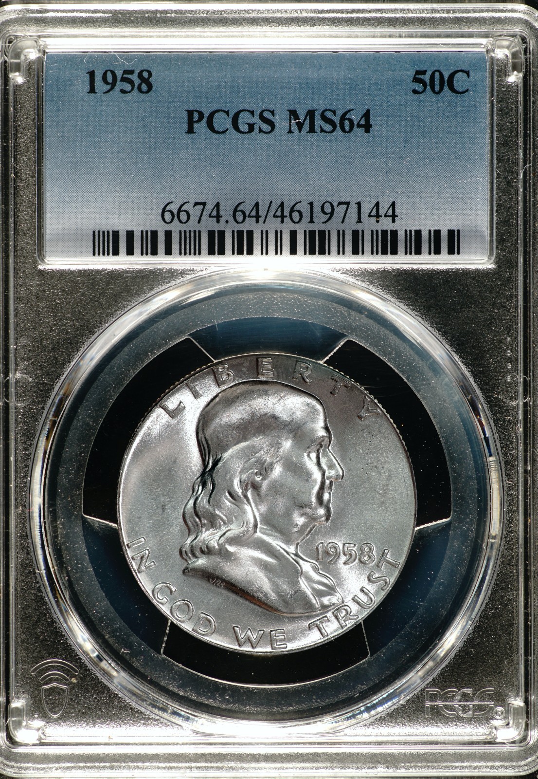 1958 Franklin Half Dollar Silver UNC, PCGS MS64 White & Nice Bell Lines   144