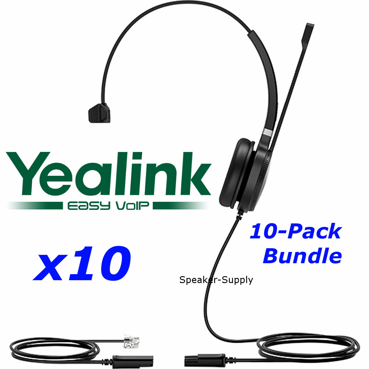 10 Yealink YHS36 Mono Wired Headset for IP Phones with QD to RJ Port Single Lot