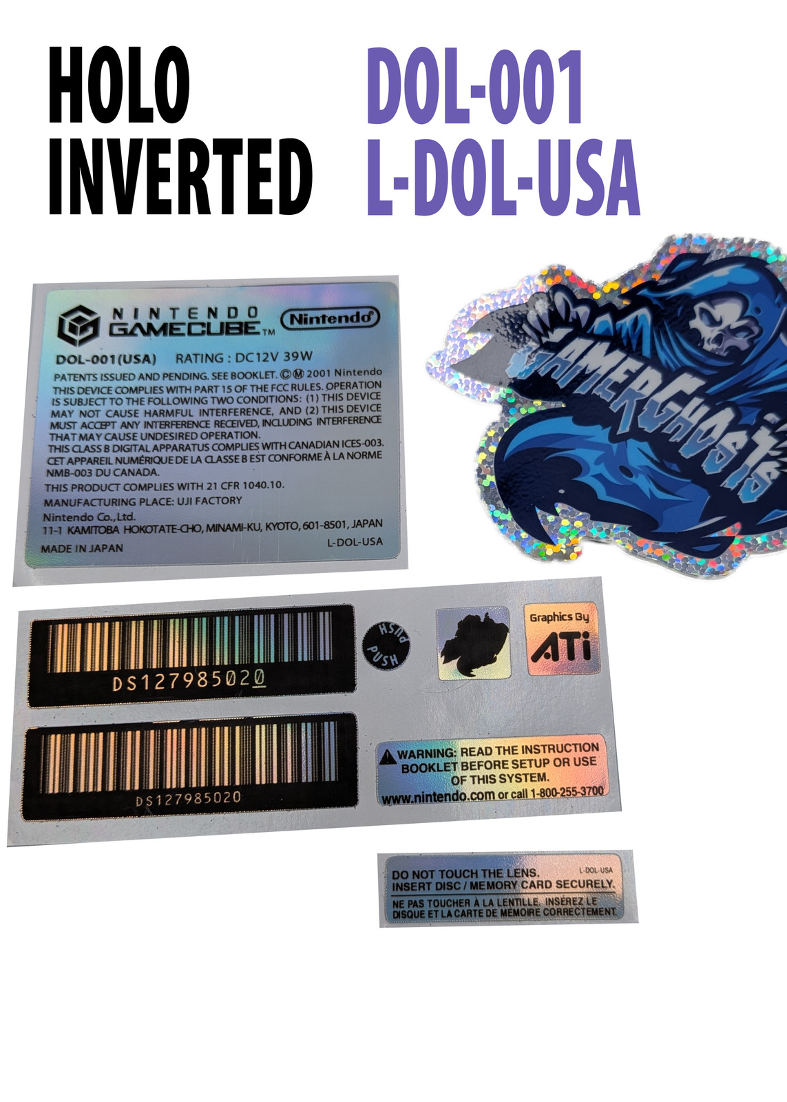 Nintendo GameCube Console Label / Decal / Sticker Set - USA / CAN - NTSC
