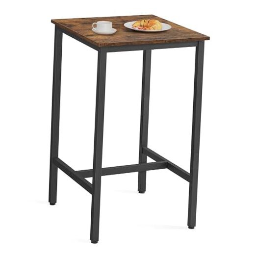 VASAGLE Bar Table - Kitchen 23.6"D x 23.6"W x 41.7"H - Rustic Brown + Ink Black