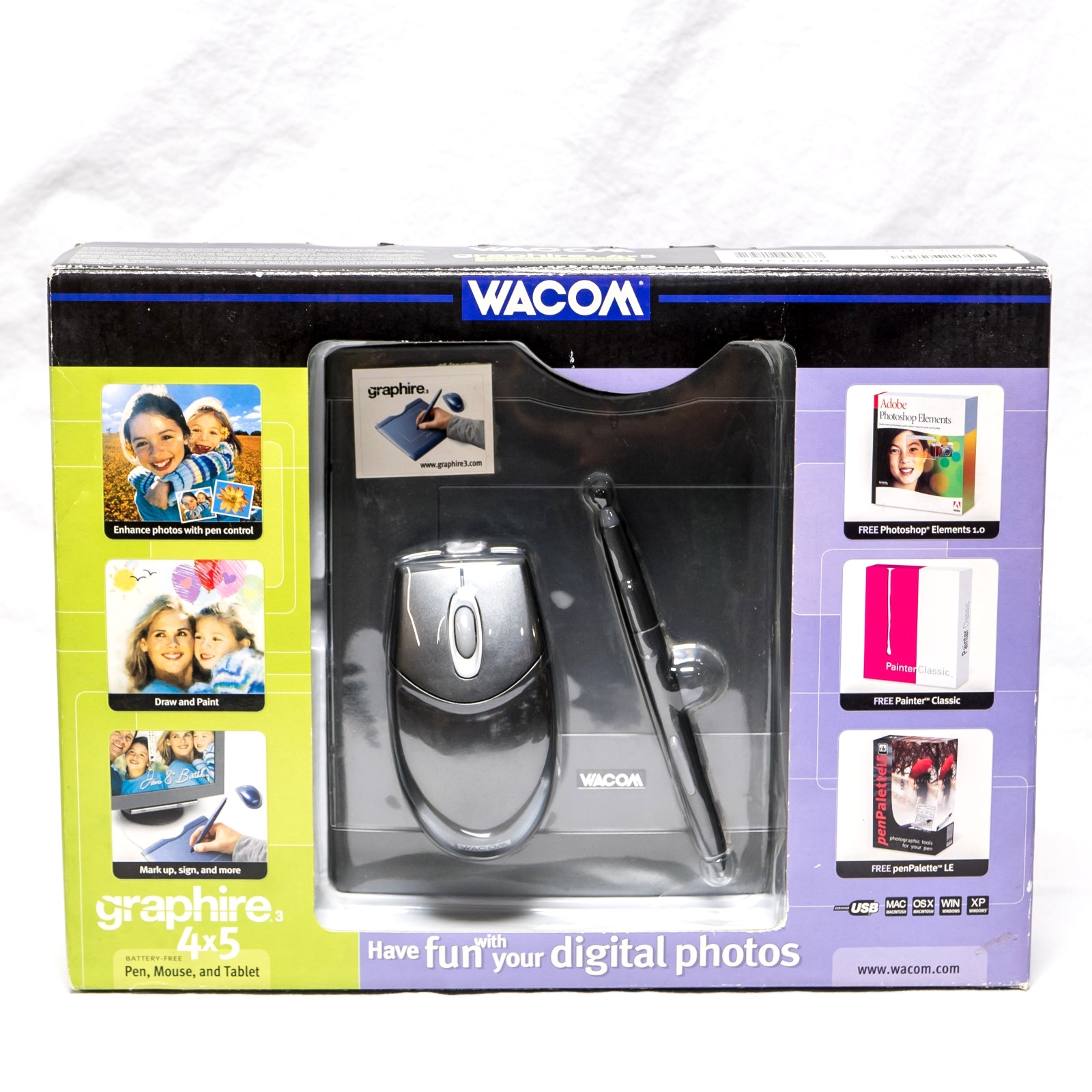 ⭐ Wacom CTE430GR Graphire 4x5 Tablet Digitizer w/ Mouse Stylus IOB - Tested ⭐