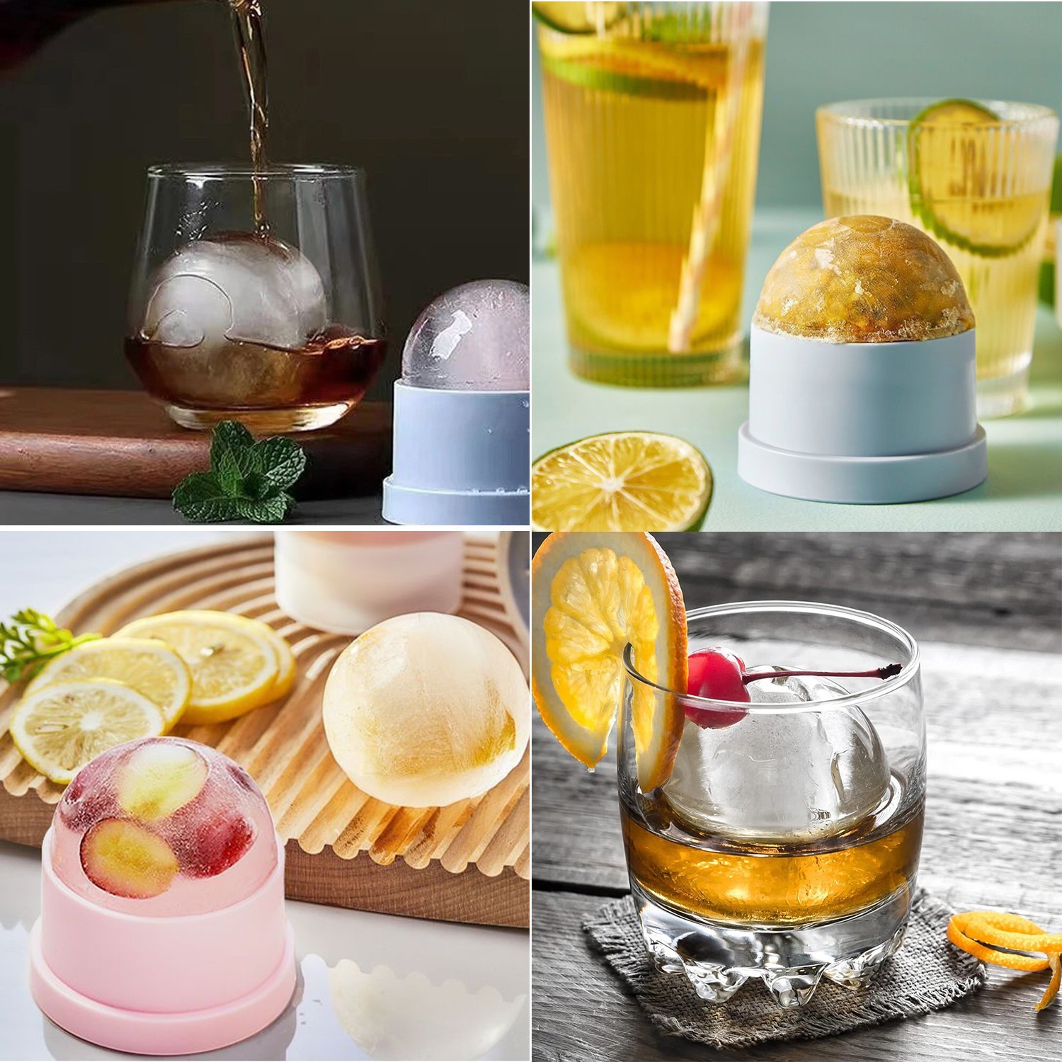 6 PCS Slow-Melting Stackable Large Ice Cube Mold Maker For Whisky Beverage
