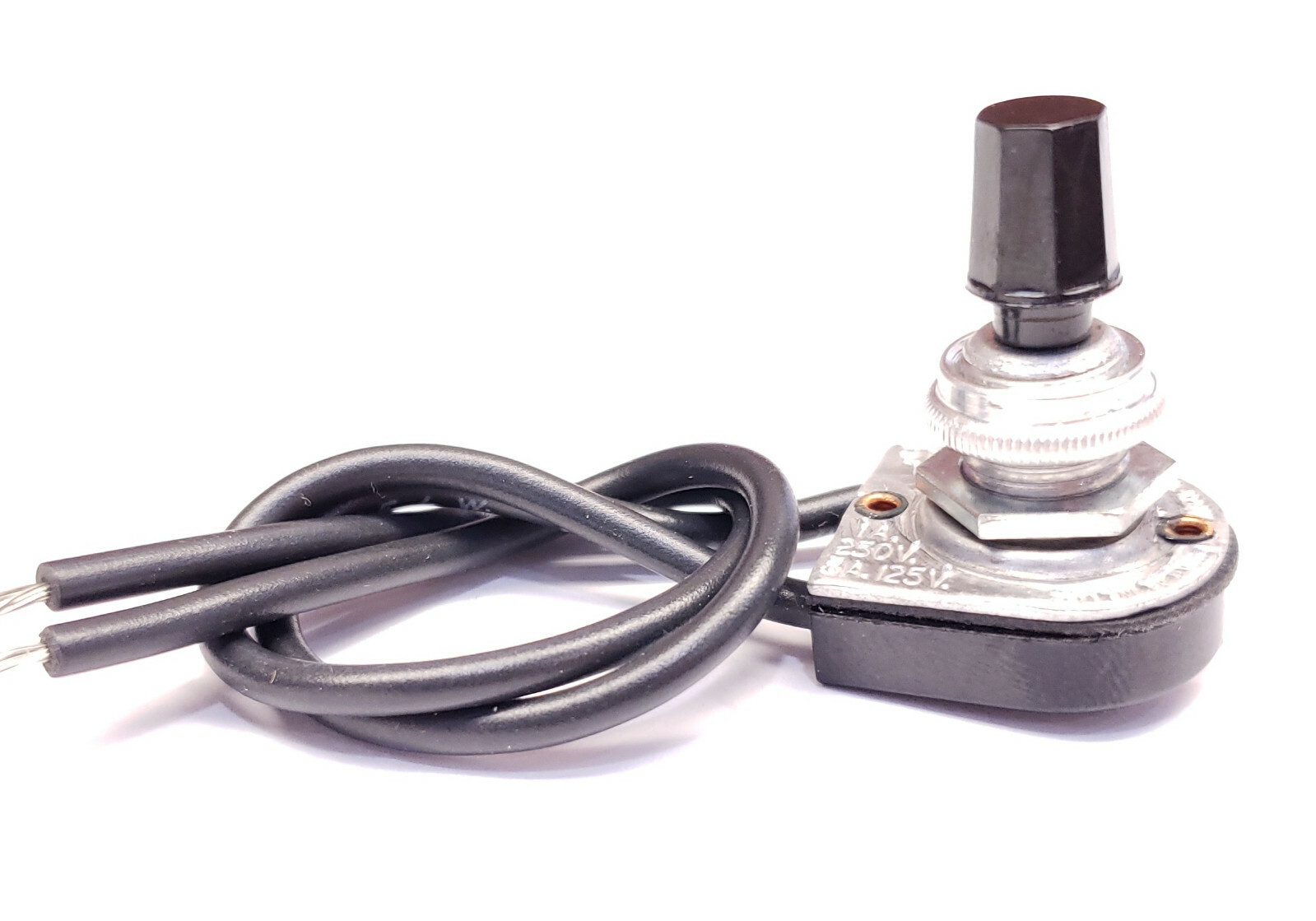 Circle F Rotary Lamp Switch On-Off Black Knob Metal Shaft 6A 125V 3A 250V AC   B