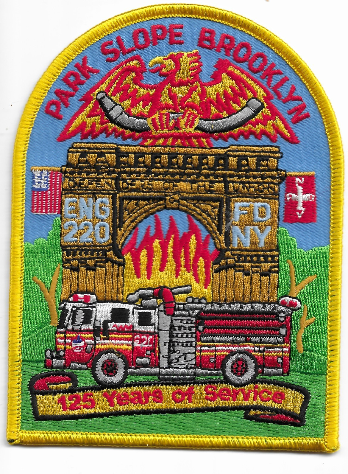 New York City - Engine - 220 "125 Years Service" (3.5" x 4.75" size) fire patch