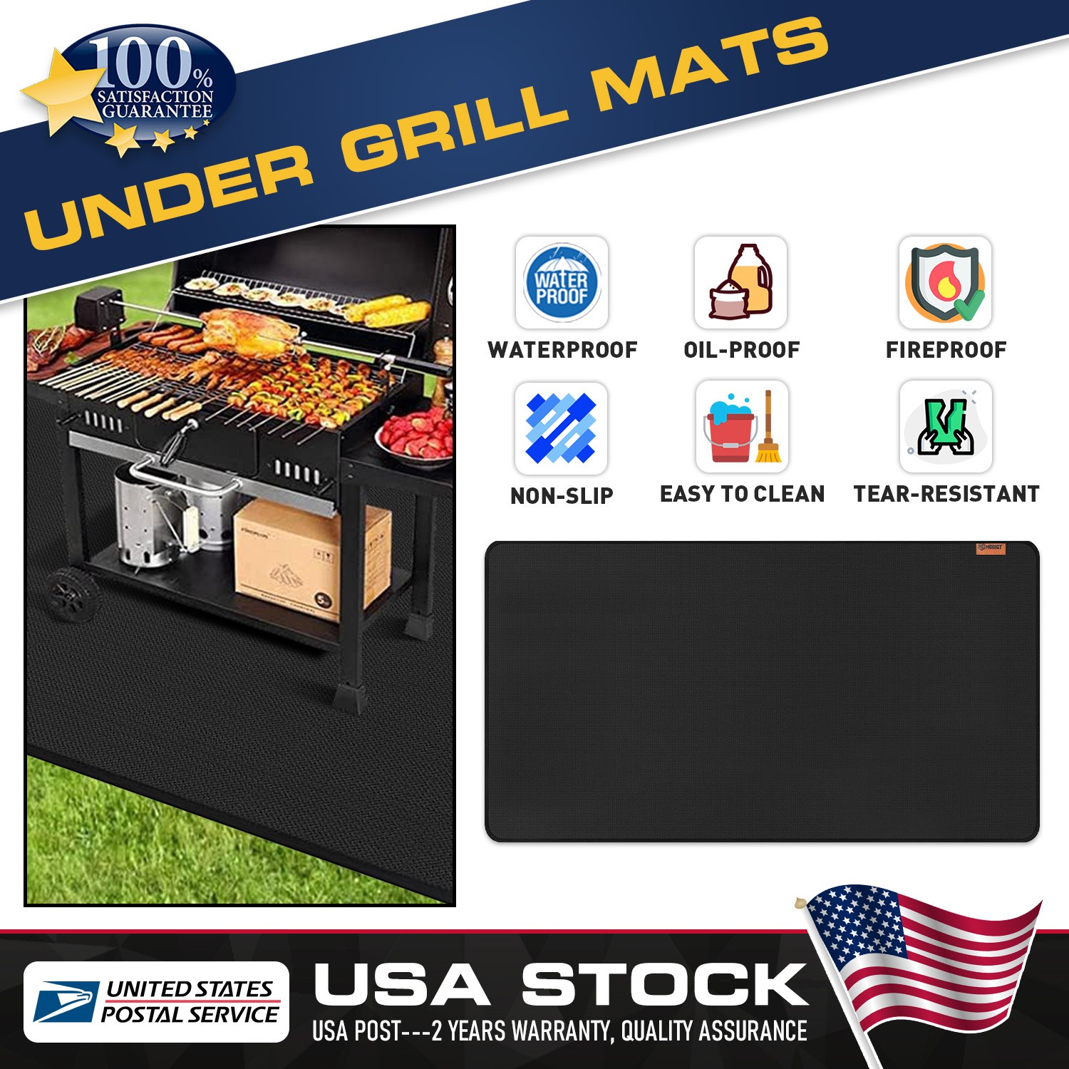 Modigt New Durable Under Grill Mat For Outdoor Grill 72 x 39 Inch Grill Mat