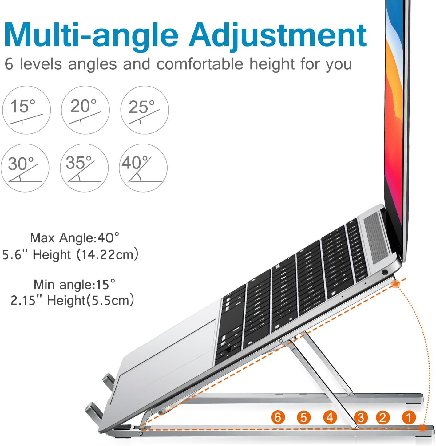 Ivoler Laptop Stand, Laptop Holder Riser Computer Tablet Stand, 6 Angles Adjusta
