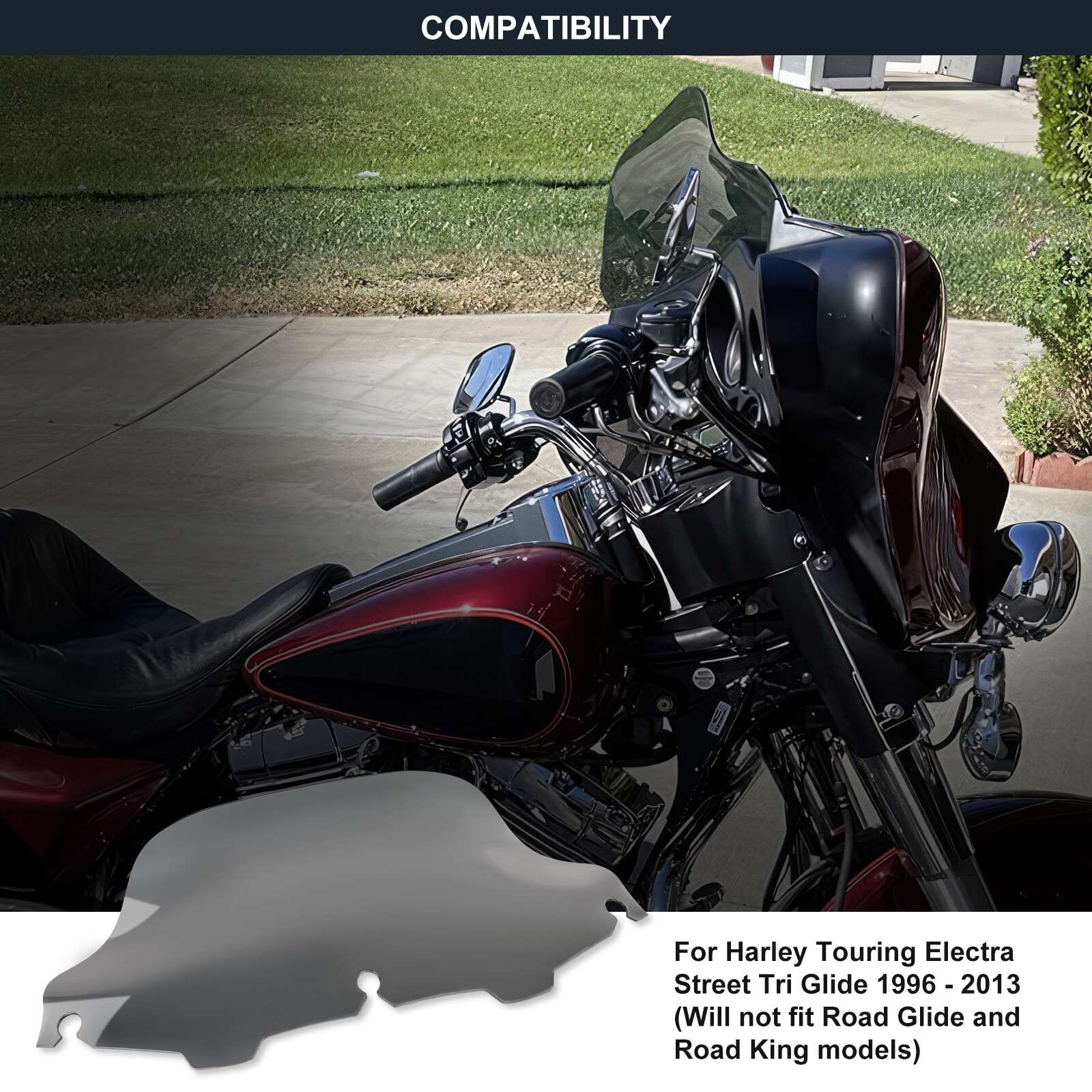 8" Smoke Windshield Windscreen For Harley Ultra Classic Electra Glide 1996-2013