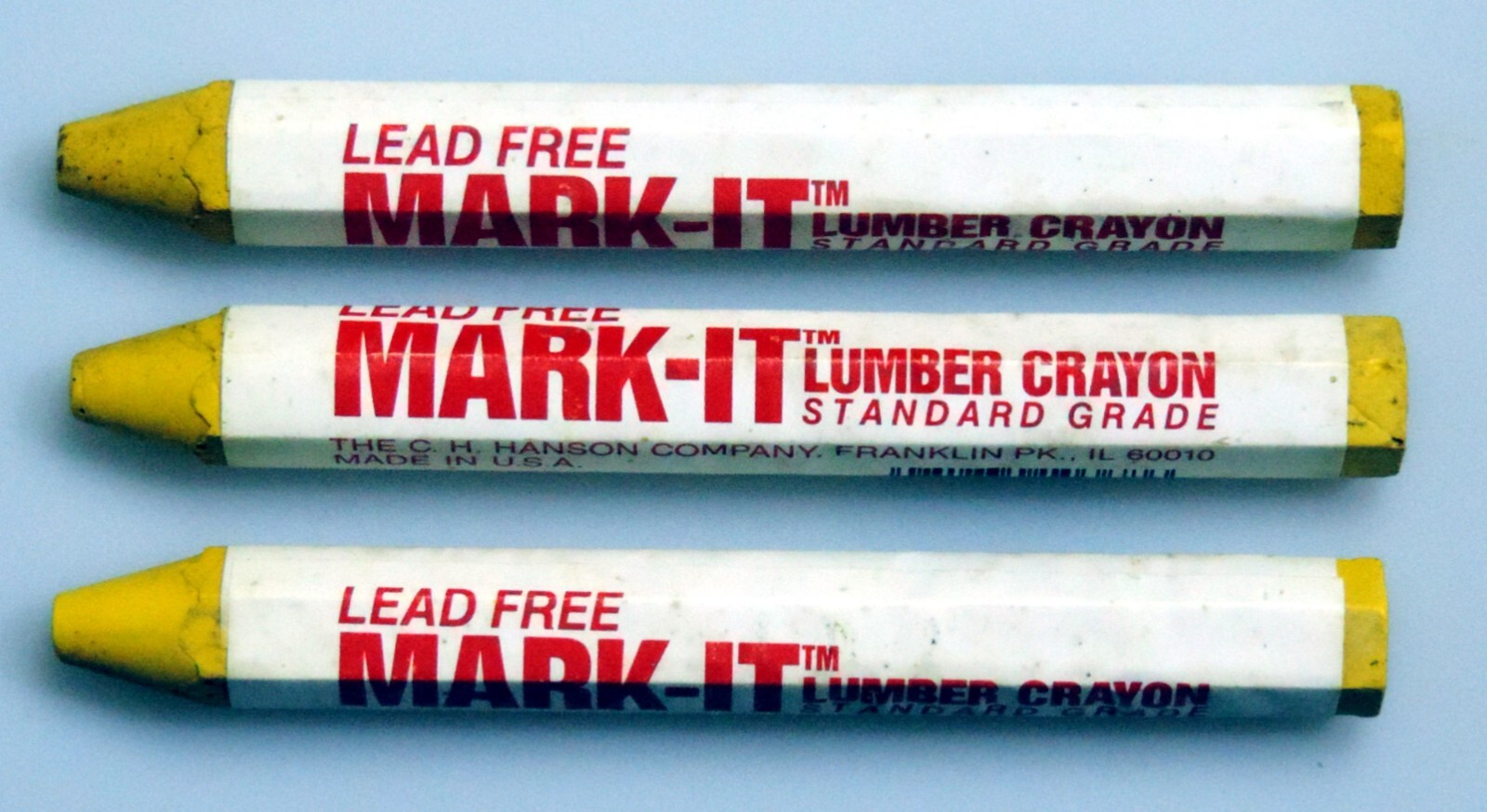 MARK-IT Vintage Yellow Lumber Crayon~ C.H. Hanson Company ~ Lot of 3