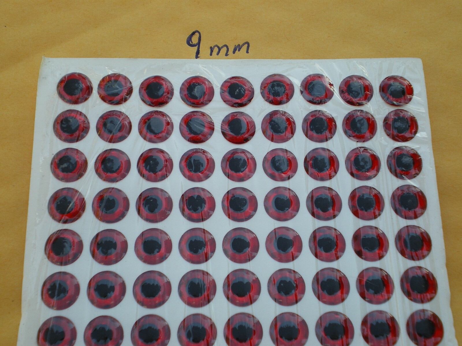216 PCS. 3D. 9MM RED HOLOGRAPHIC FISHING LURE EYES/FLY TYING JIGS/CRAFT DOLLS