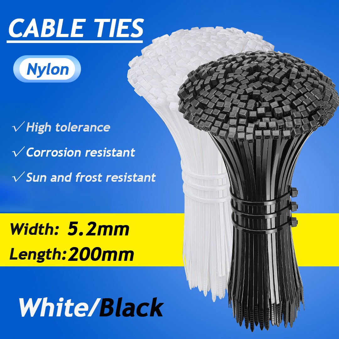 Nylon Cable Ties Zip Ties Wraps Strong - Black/White - Best Quality UV Resistan