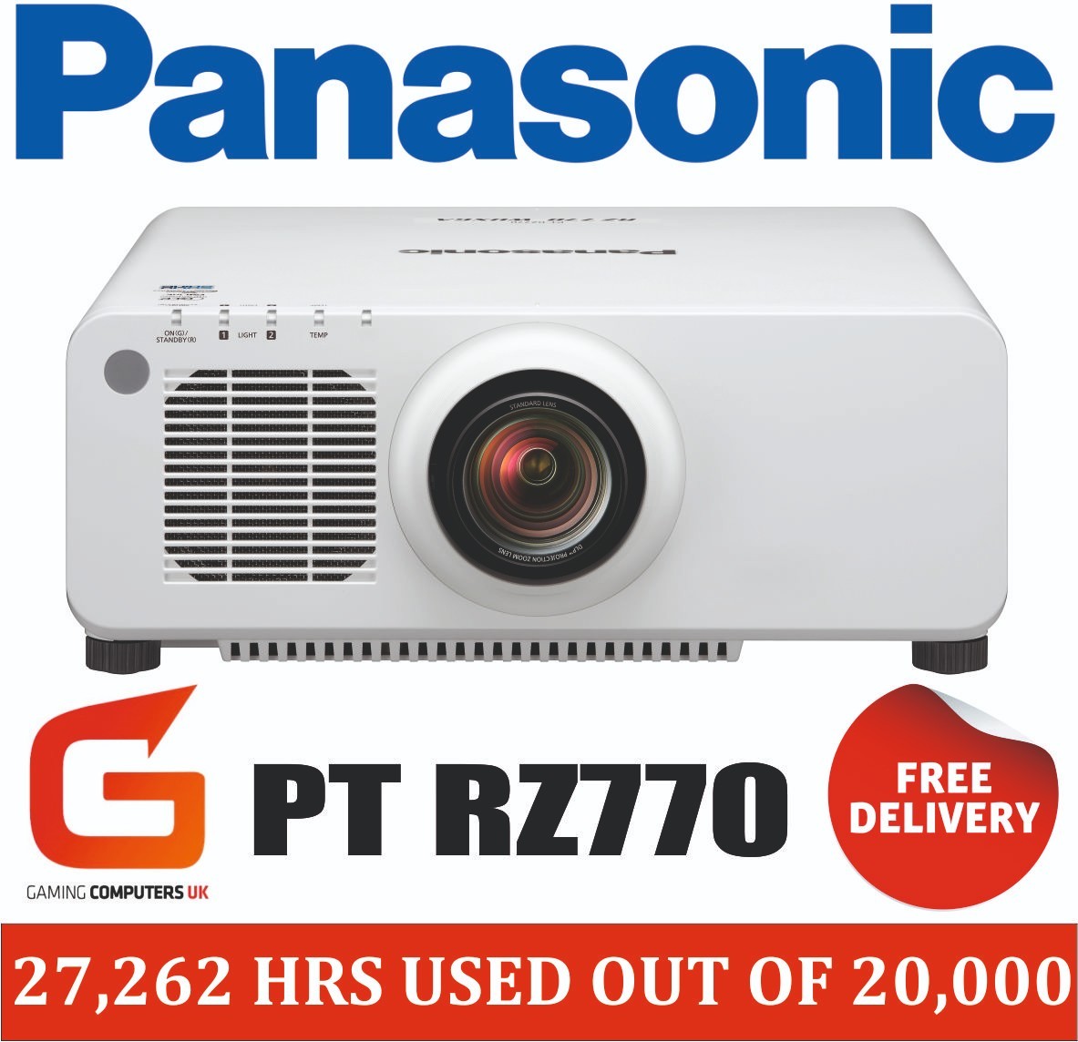 Panasonic PT RZ770 7200 lumens projector (27,262 HRS USED OUT OF 20,000 HRS)