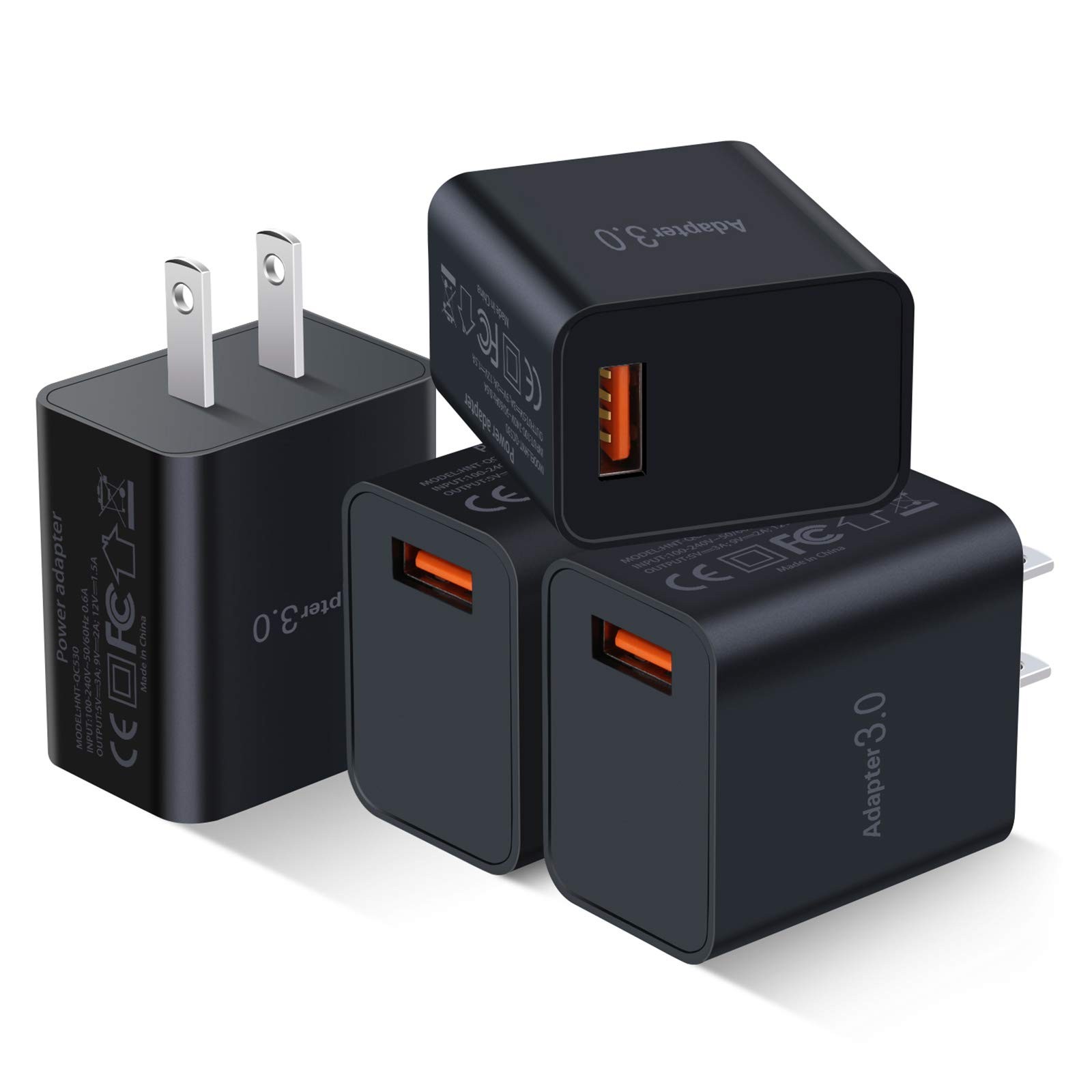 Besgoods Fast Charge 3.0 USB Wall Charger [4-Pack] 5V Black