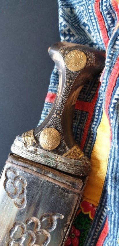 Old Yemeni Jambiya Kanjar or Arabic Dagger Horn Sheath Coins Handle 1914…