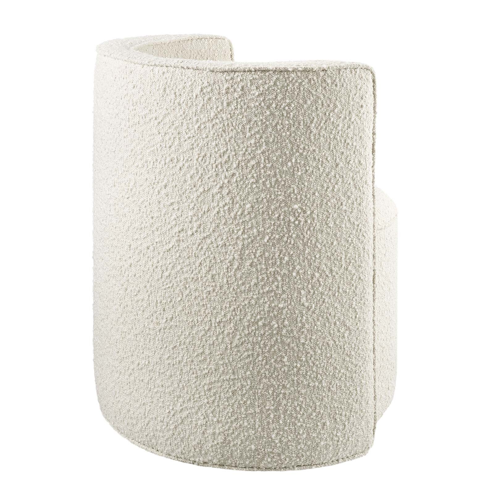 Modway Della Boucle Fabric Accent Swivel Chair in Ivory