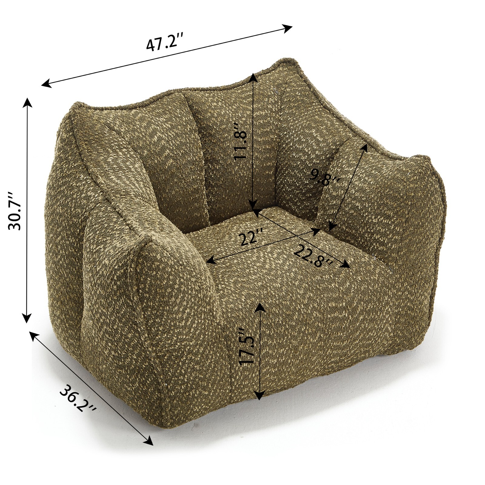 Sofa chairs with highly resilient foam for living rooms and bedrooms Olive Green