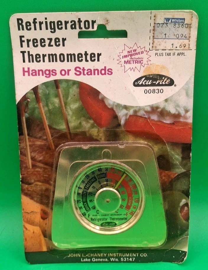 VTG Deadstock Acu-Rite 00830 Refrigerator & Freezer Thermometer Hangs/Stands