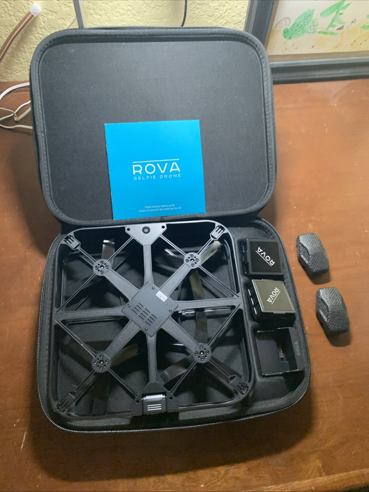 ROVA Selfie Drone HD Video Black No Box 12MP Camera With Case Batteries Charger