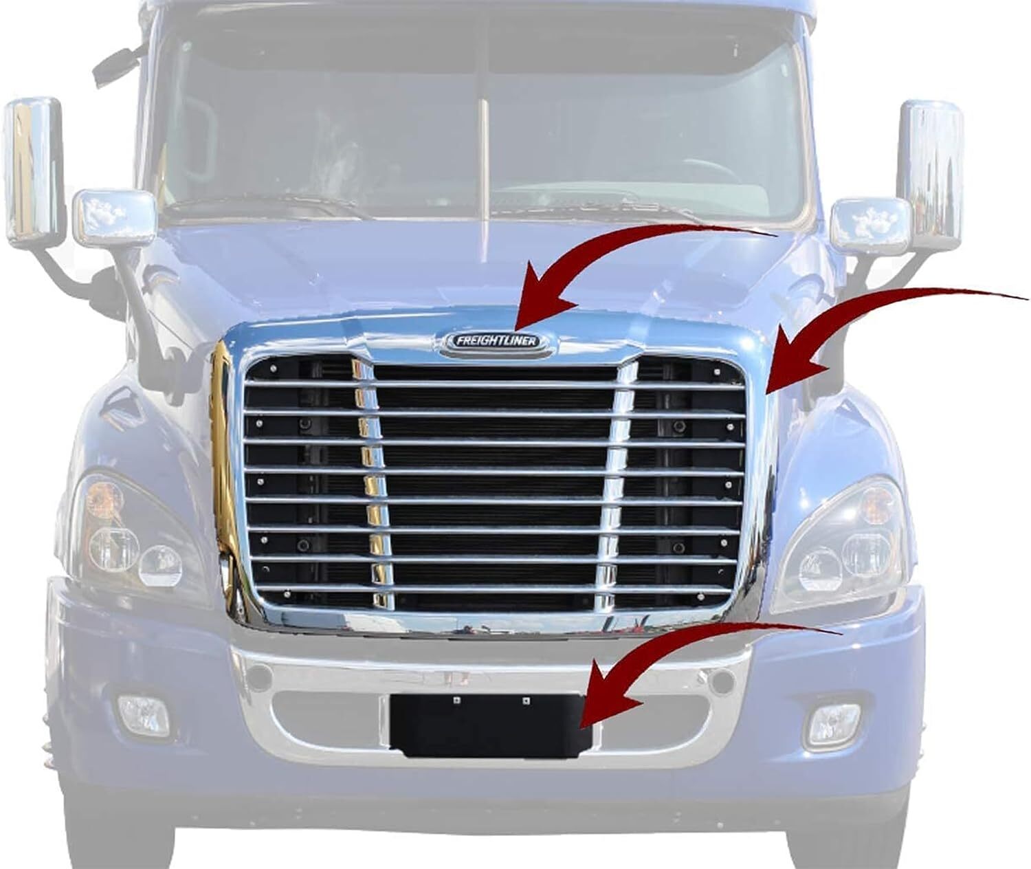 Chrome Front Hood Radiator Grille With Bug Screen Freightliner Cascadia 2008-16