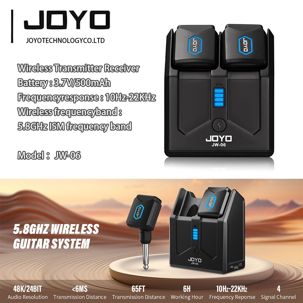JOYO 5.8Ghz Digital Wireless Guitar System Bass Transmitter Receiver 4 Channel