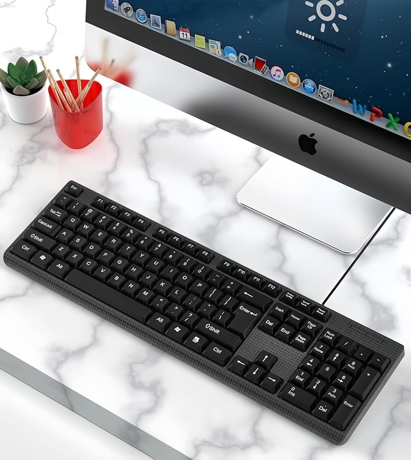 Large Print Keyboard, USB Wired Computer Keyboard with Retro Keycaps, Numeric...