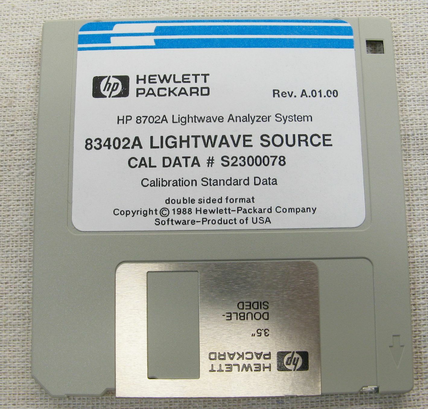 Agilent HP 83402A Lightwave Source Calibration Standard Data Rev A.01.00