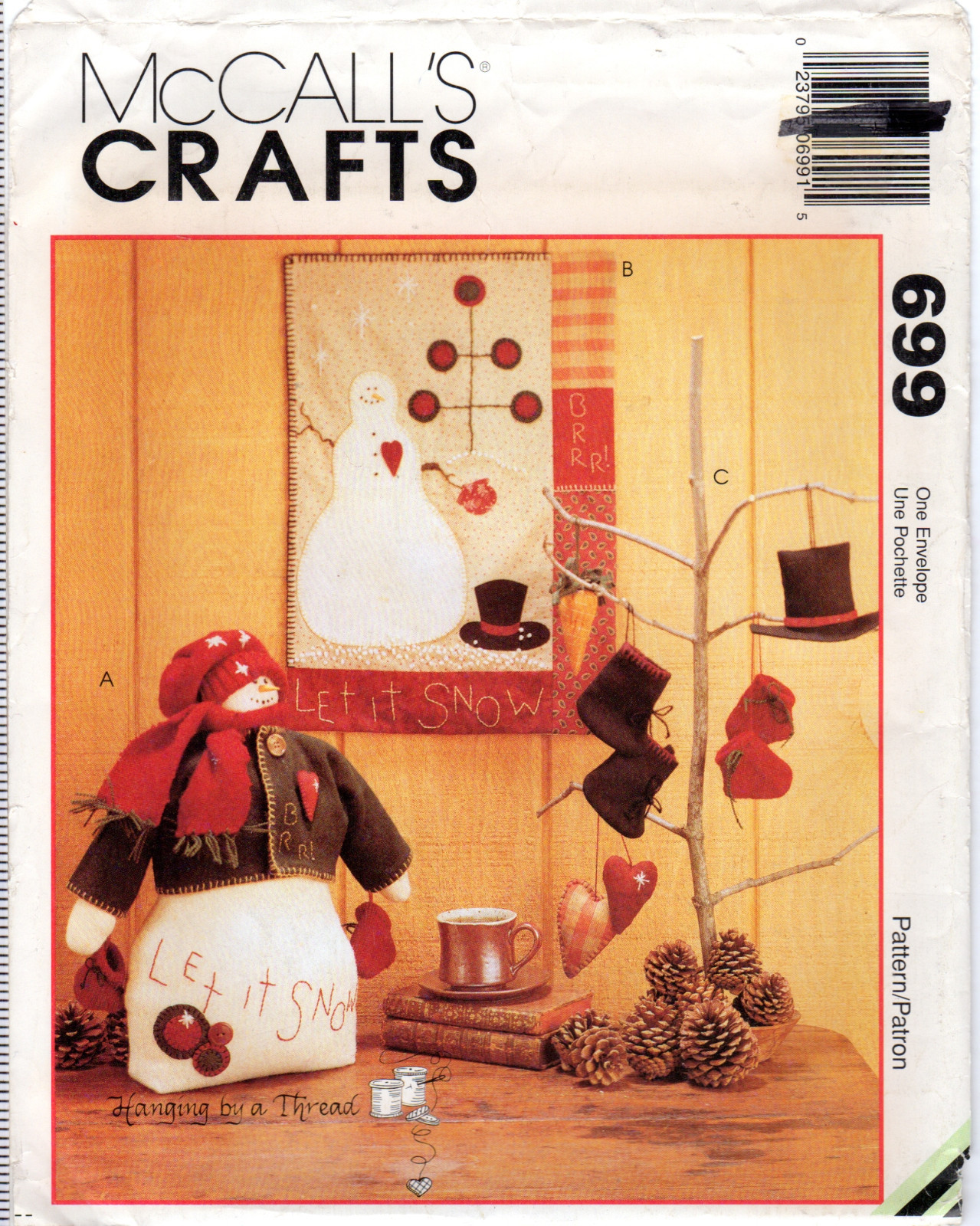 1996 UNCUT McCall's Crafts Sewing Pattern # 699 "Snowman, Quilt and Ornaments"