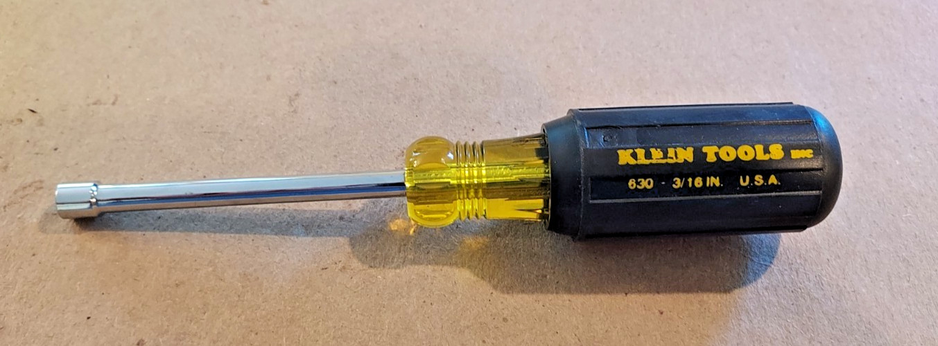 Klein Tools 3/16" Nut Driver 630-3/16 Made in USA.