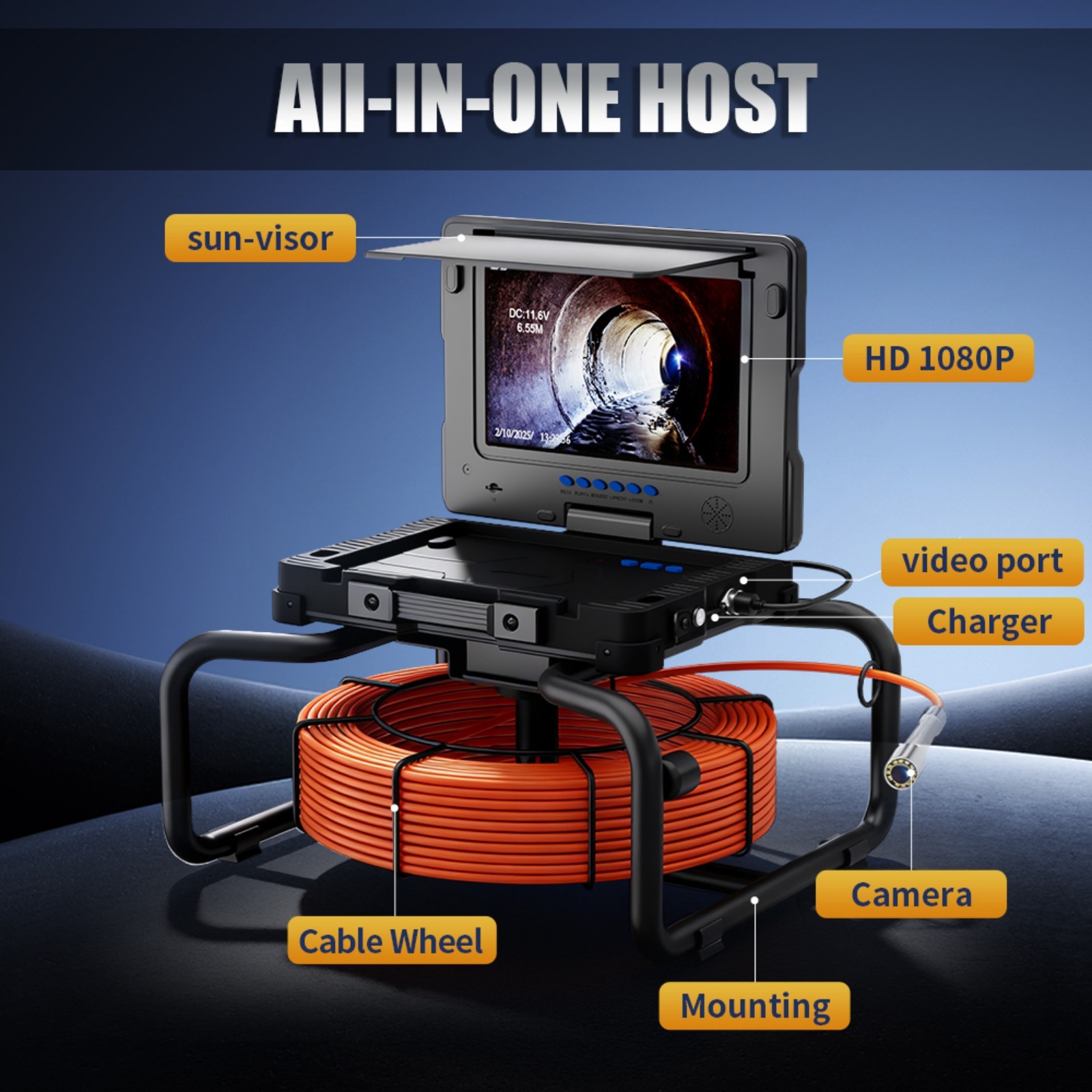 9" IPS DVR Pipe Inspection Camera 7mm Diameter IP68 Pipeline Video Endoscope