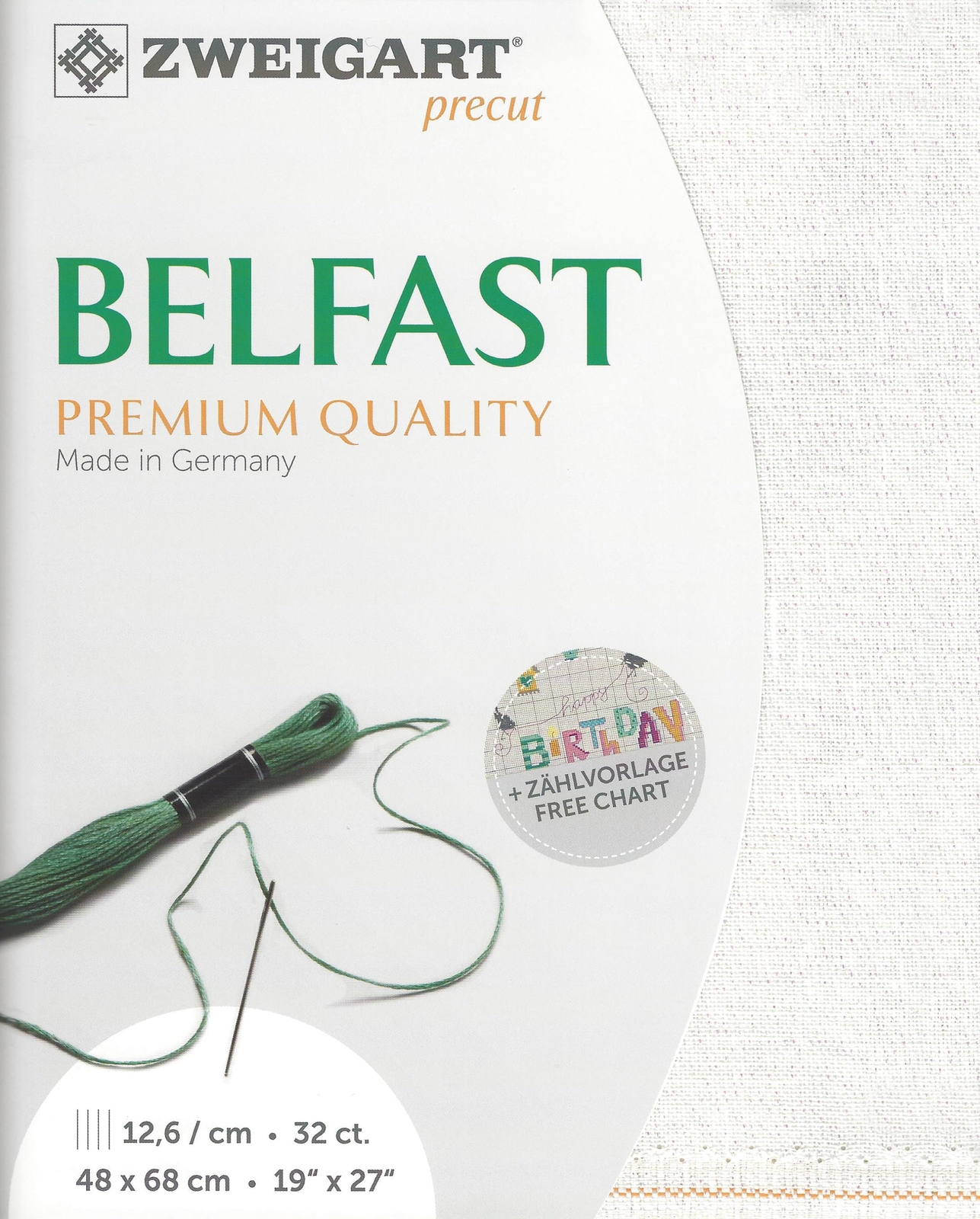 Zweigart Precut Belfast 32 count Opalescent White 3609/1111