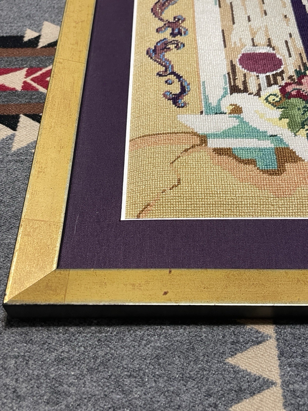 Sandra Gilmore Handpainted Needlepoint Still Life Framed Canvas Fleur De Paris