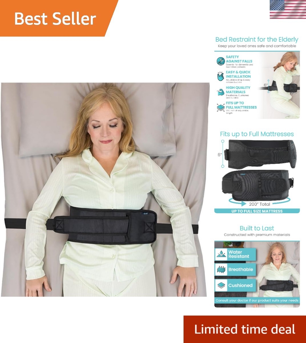 Vive Bed Restraints for Elderly Dementia Patients - Safety Belt for...