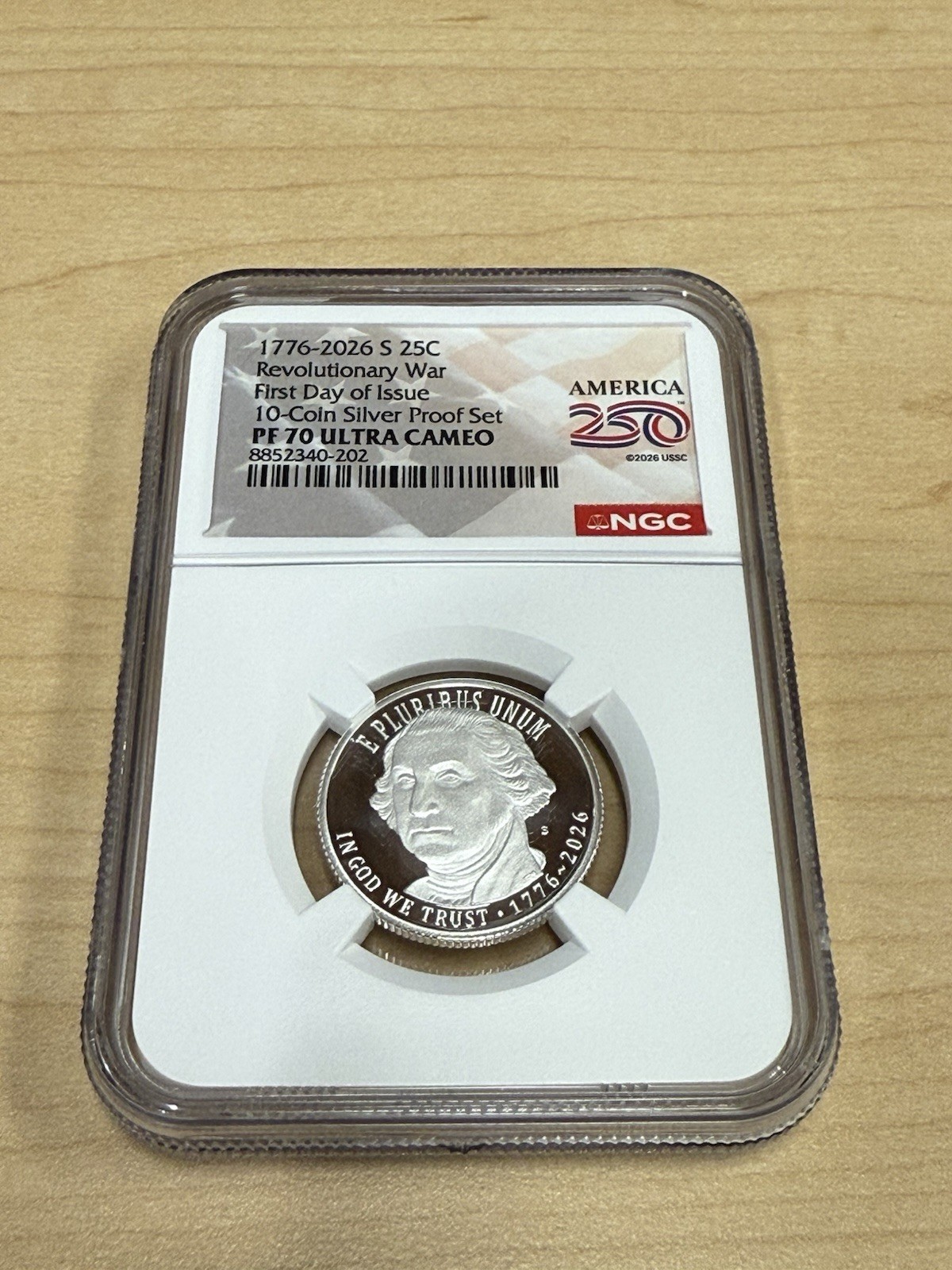 1776 -2026 S 25C SILVER PROOF NGC PF70 REVOLUTIONARY WAR AMERICA 250 FIRST DAY
