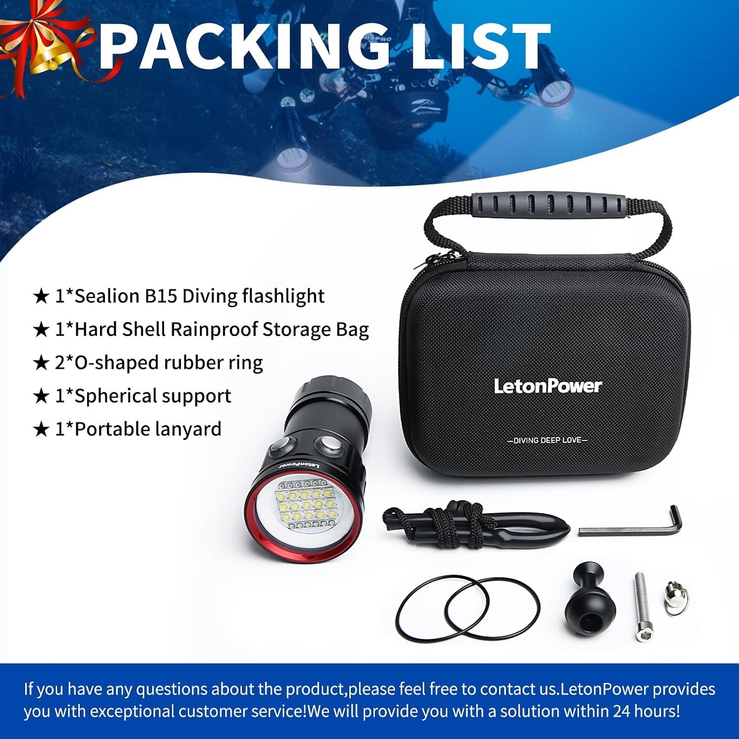 Scuba Diving Flashlight 8000Lumens Underwater Video Lights