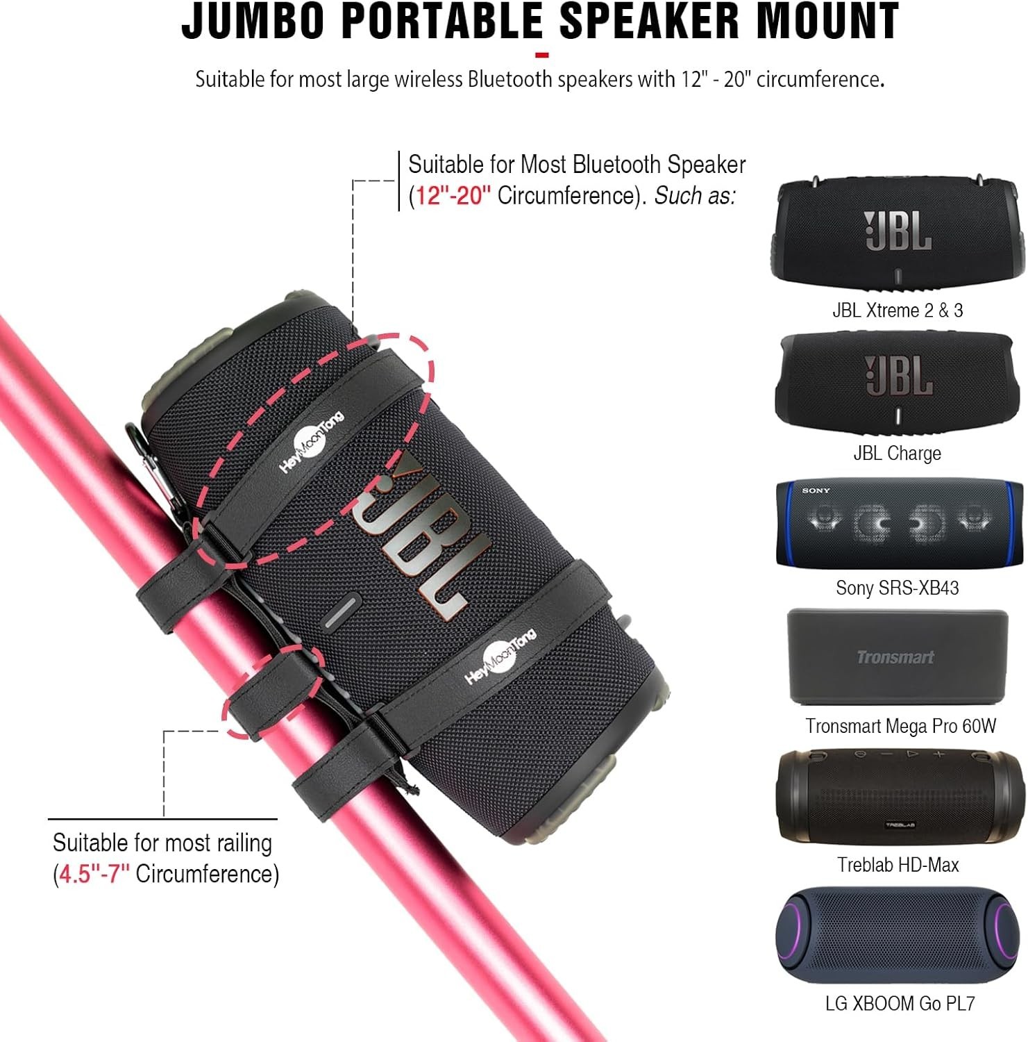 Waterproof Speaker Mount for Bluetooth Speakers 12''-20'' - Perfect for UTVs,...