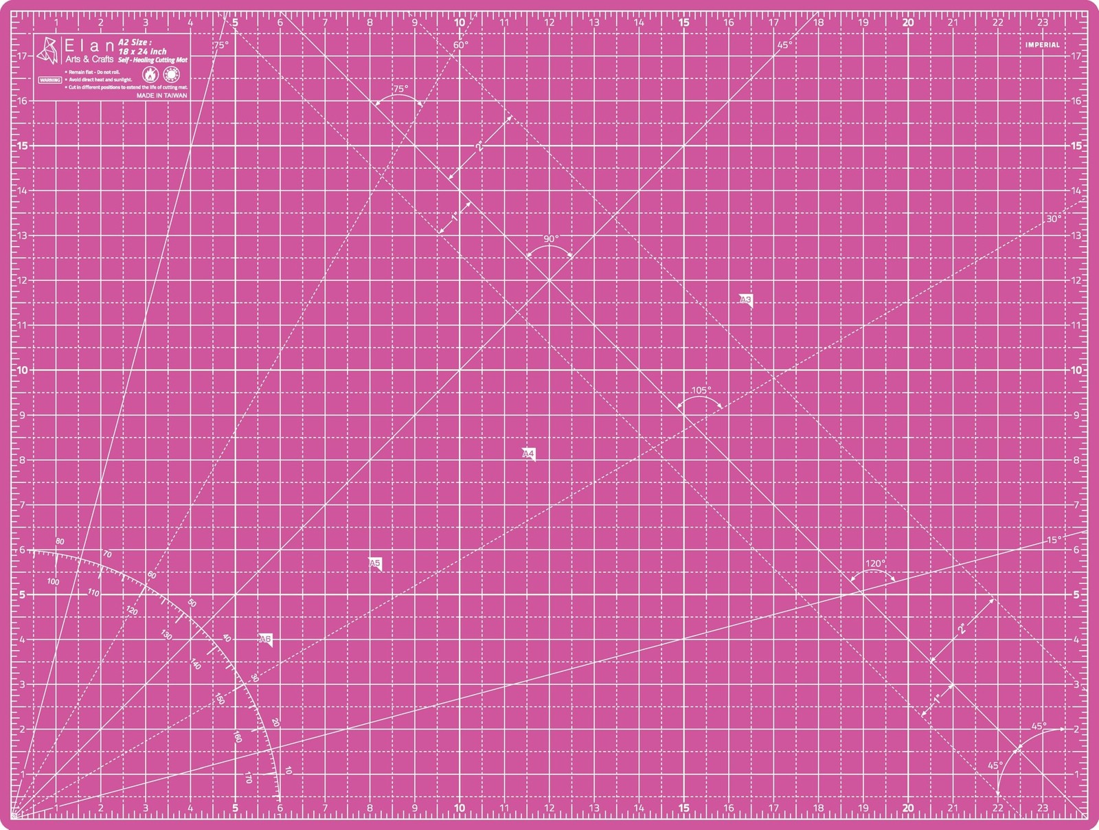 Elan Cutting Mat A2 Pink & Purple, Self Healing Cutting Mat 18x24 Inch, 5-Ply...