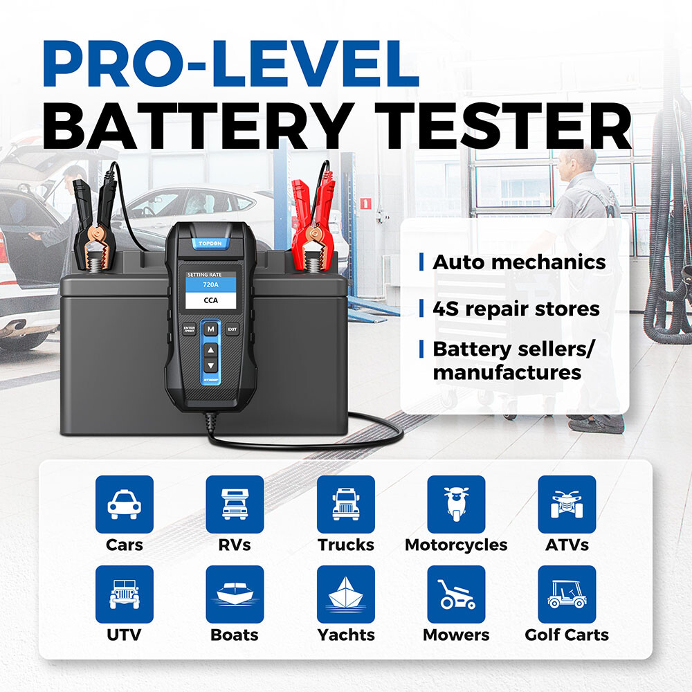 12V Car Battery Tester w/ Printer Load Cranking Test Auto Digital Analyzer