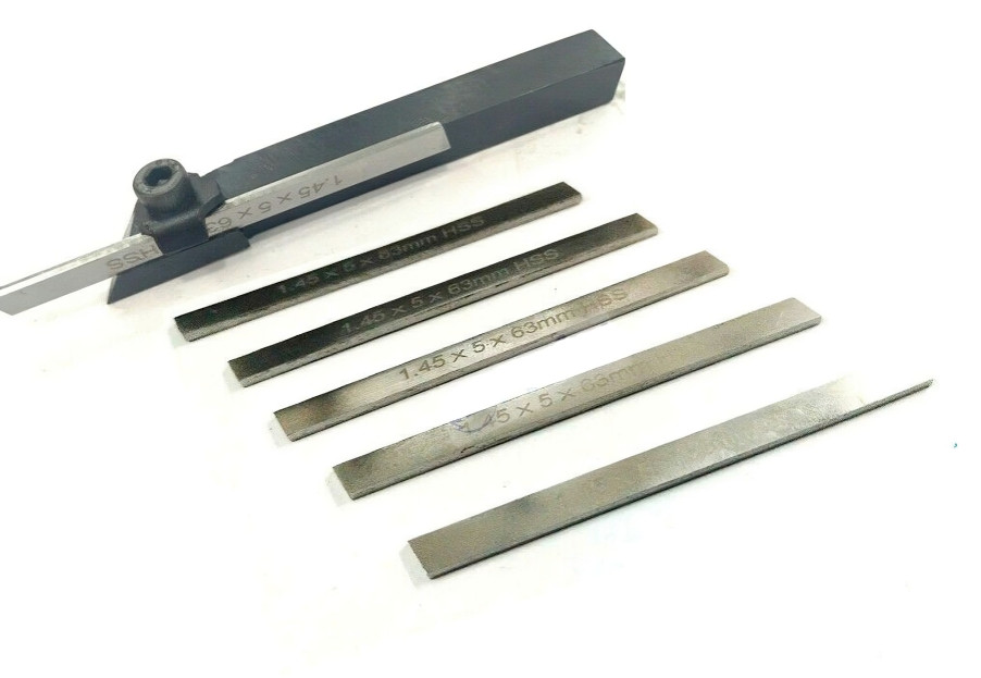 Apextooltrolley 8mm Mini Parting Tool Cut Off Holder with 6 Pieces HSS Blades
