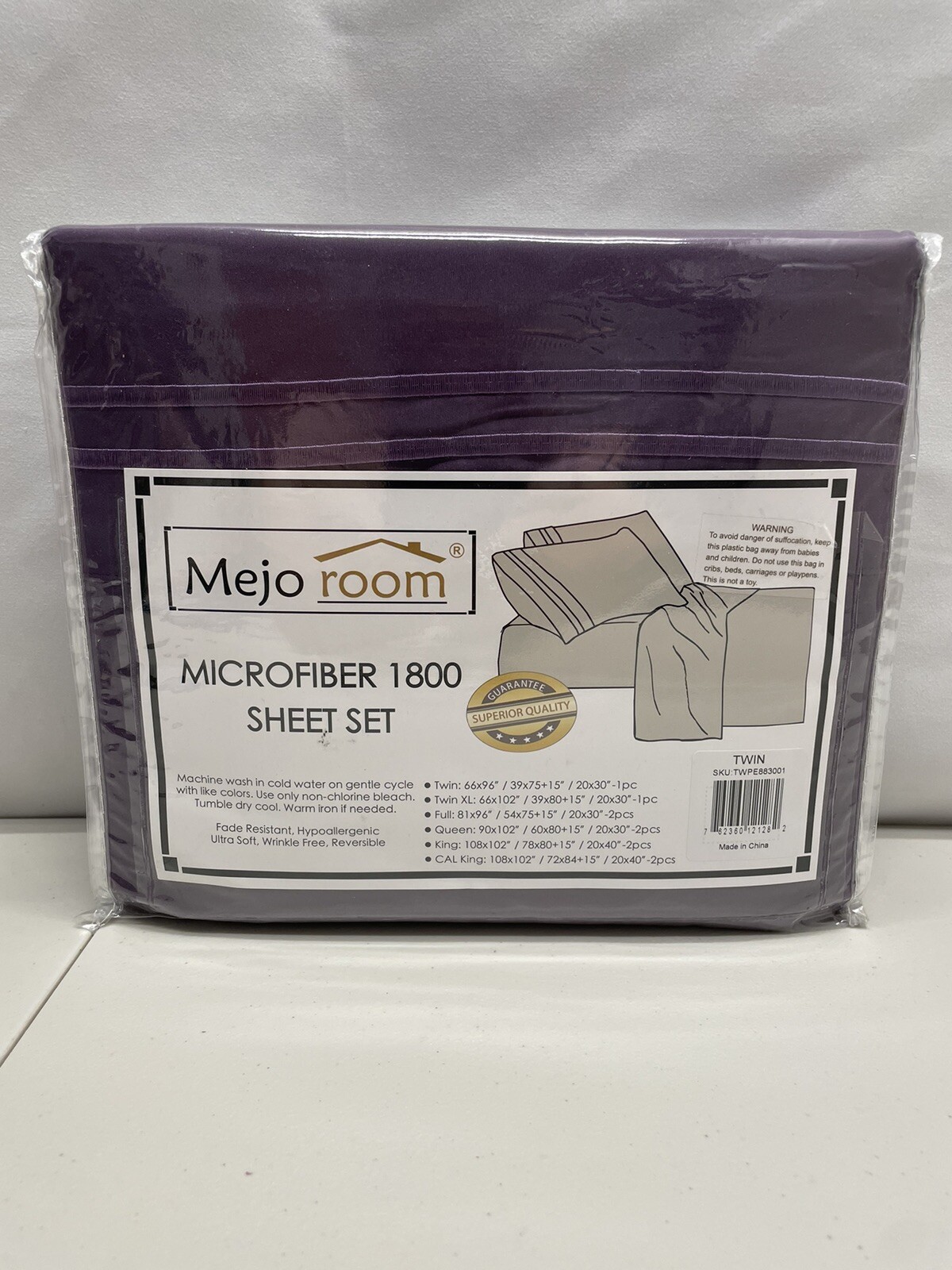 Twin Size Sheet Set - Ultra Soft Microfiber 1800 Thread Count Mejo Room Purple