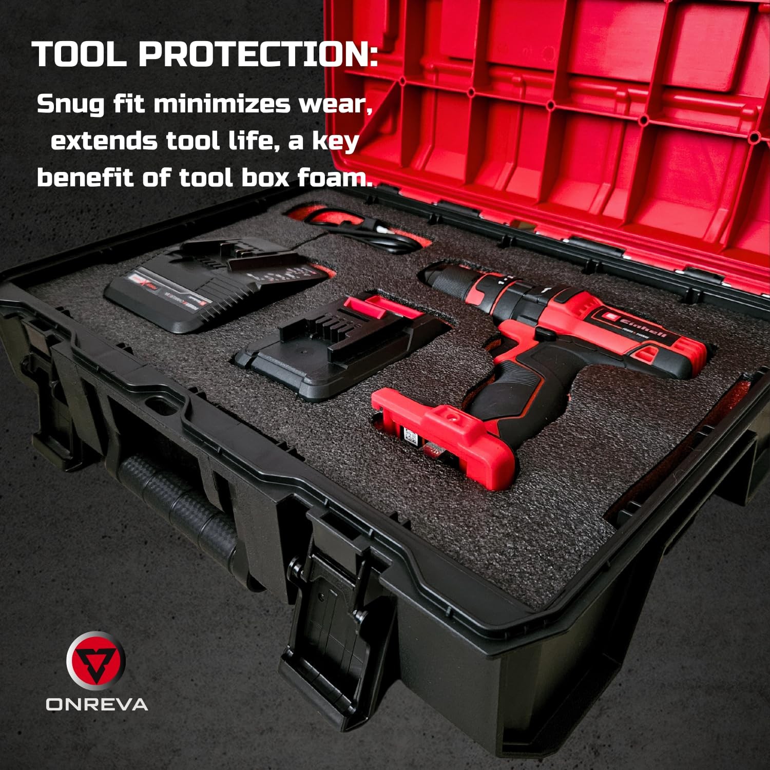 ONREVA Tool Box Foam, 3Pack 24x24x2 inch, Foam Inserts for Cases, Red