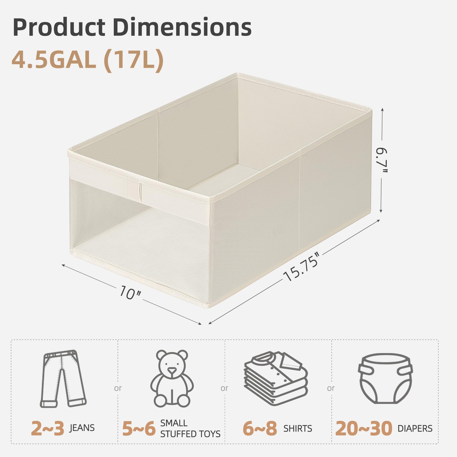 STORAGE MANIAC 4 Pack Storage Bins with Clear Window, 4 Pack, Beige