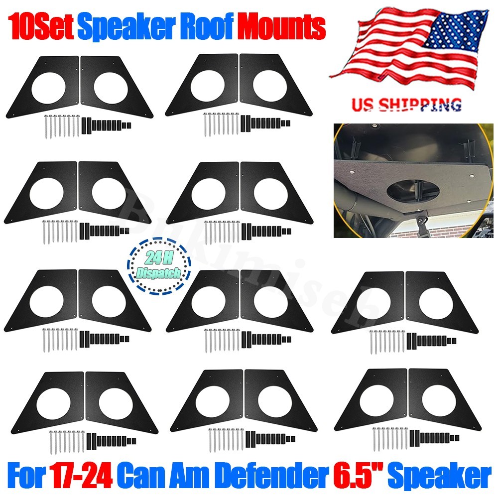 10 Sets Speaker Roof Mounts Kit For Can Am Defender 2017-2024 Fit 6.5'' Speakers