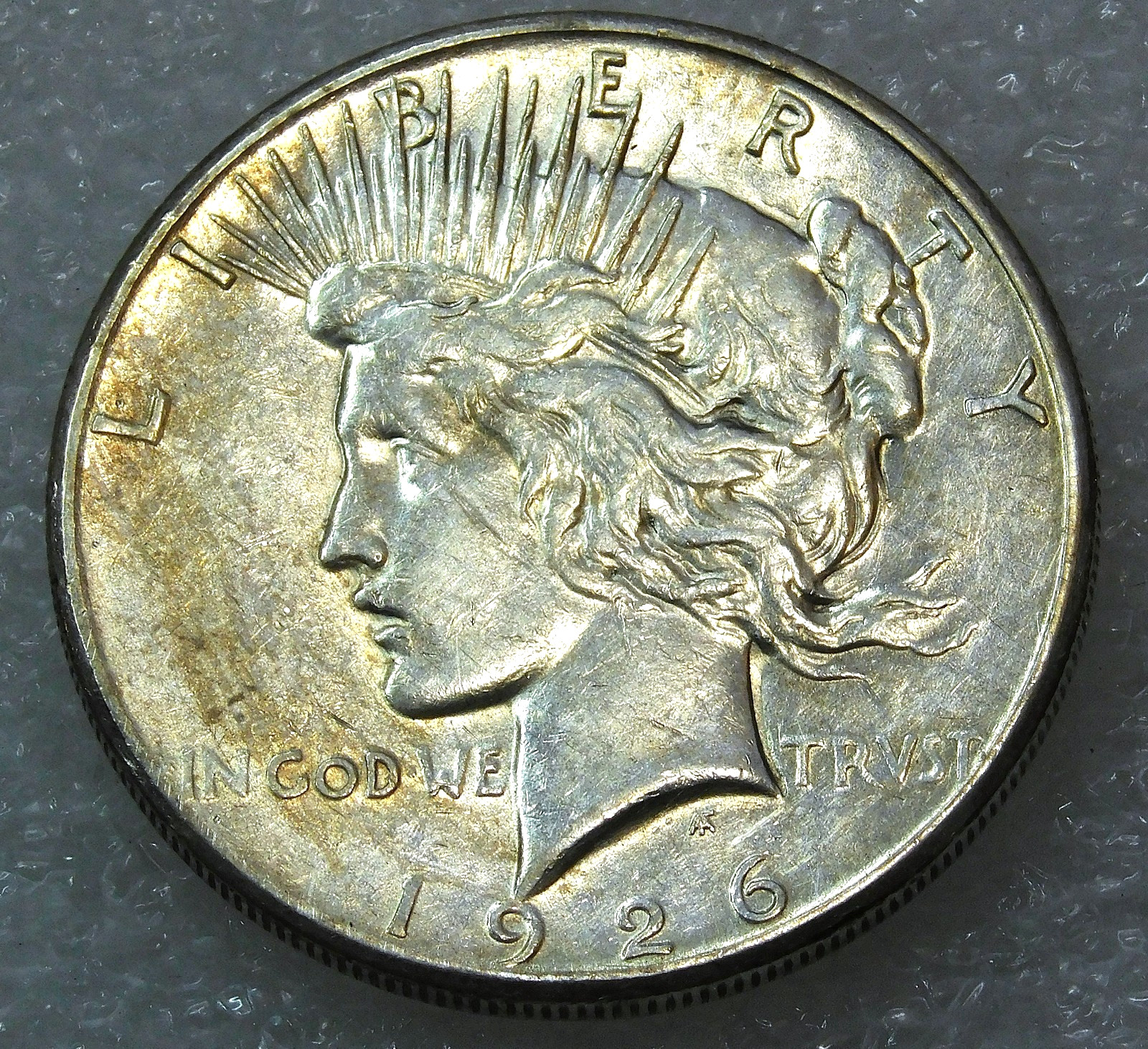 1926-S Peace Silver Dollar XF/AU Bright Luster in saflip #M386